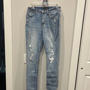 Judy Blue Medium Blue Distressed Boyfriend Jeans